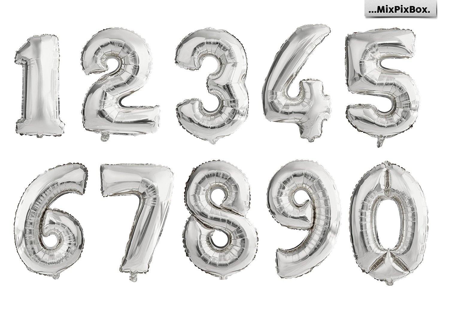 Silver & Gold Number Balloons Overlays