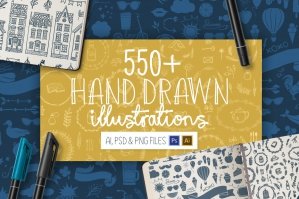 550+ Hand Drawn Illustrations