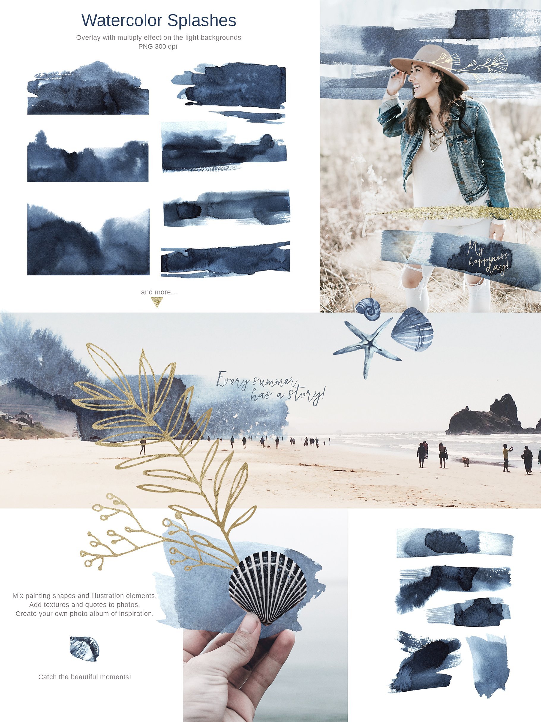 Watercolor Sapphire Textures & Illustrations