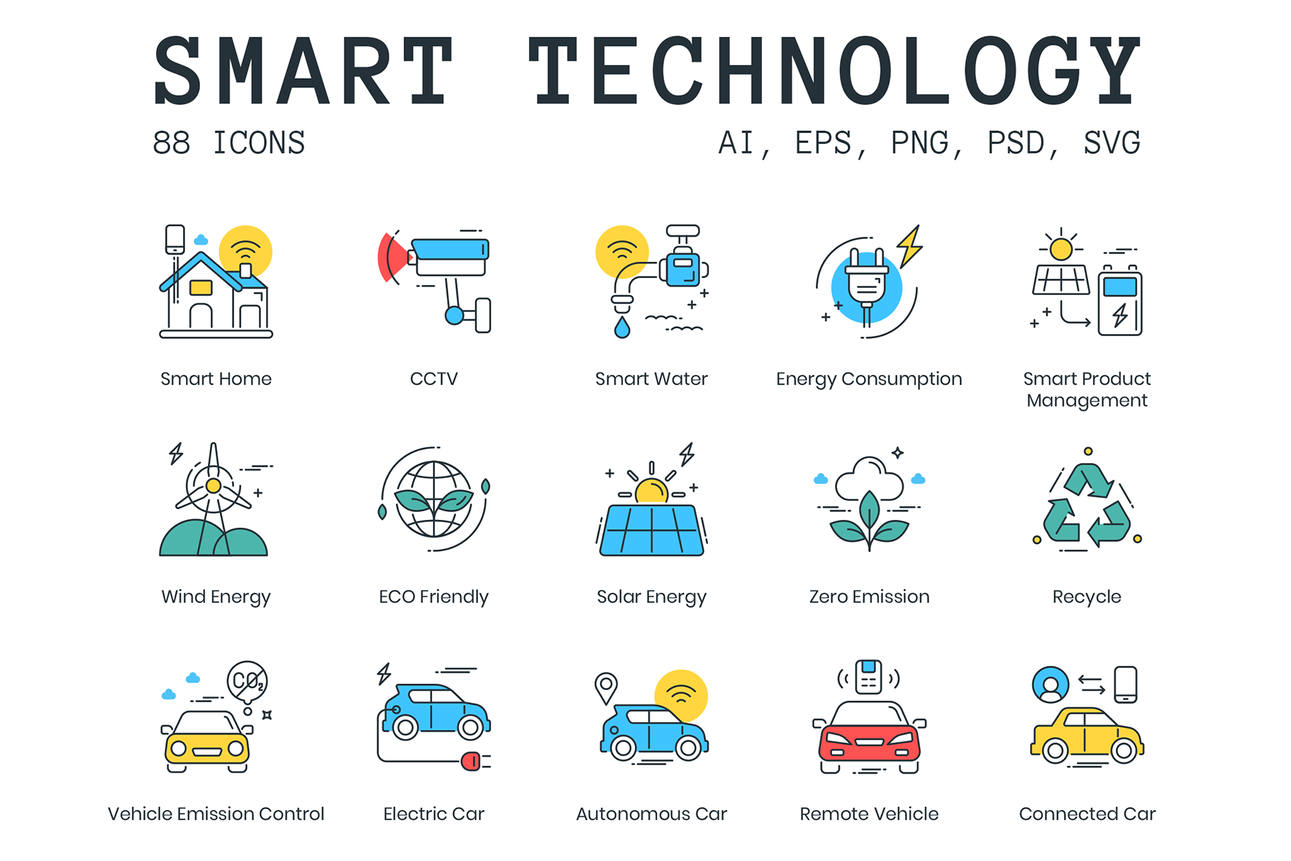 88 Smart Technology Icons 