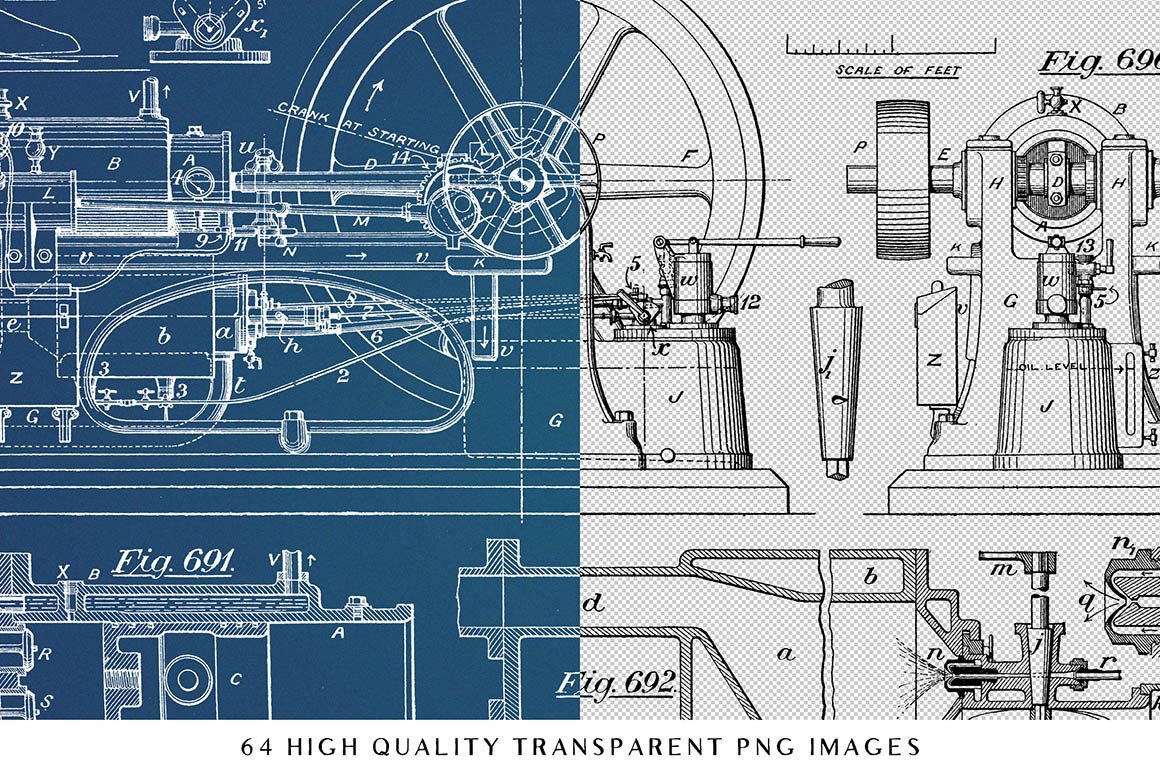Vintage Mechanical Blueprints
