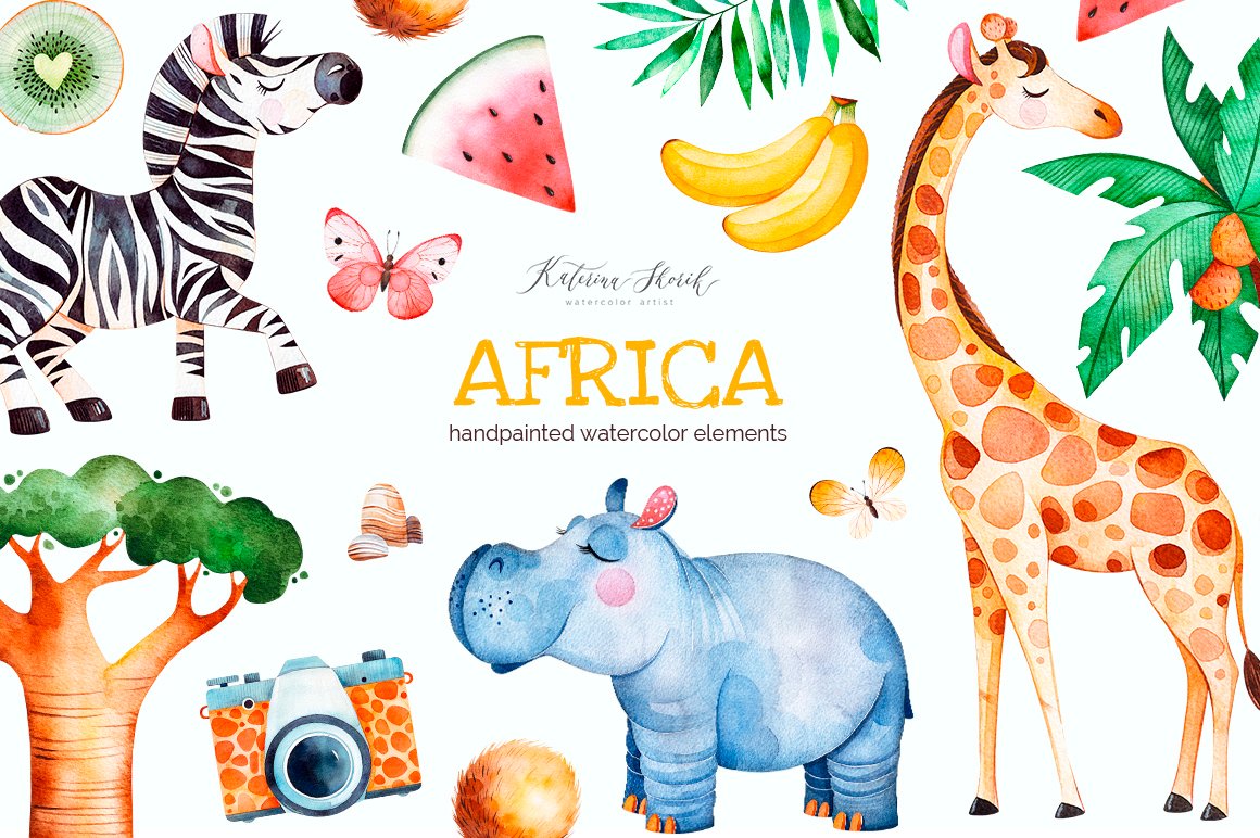 Africa. Watercolor collection.