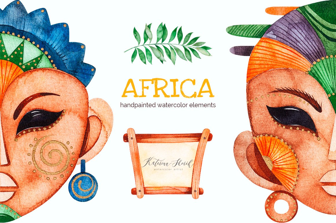 Africa. Watercolor collection.