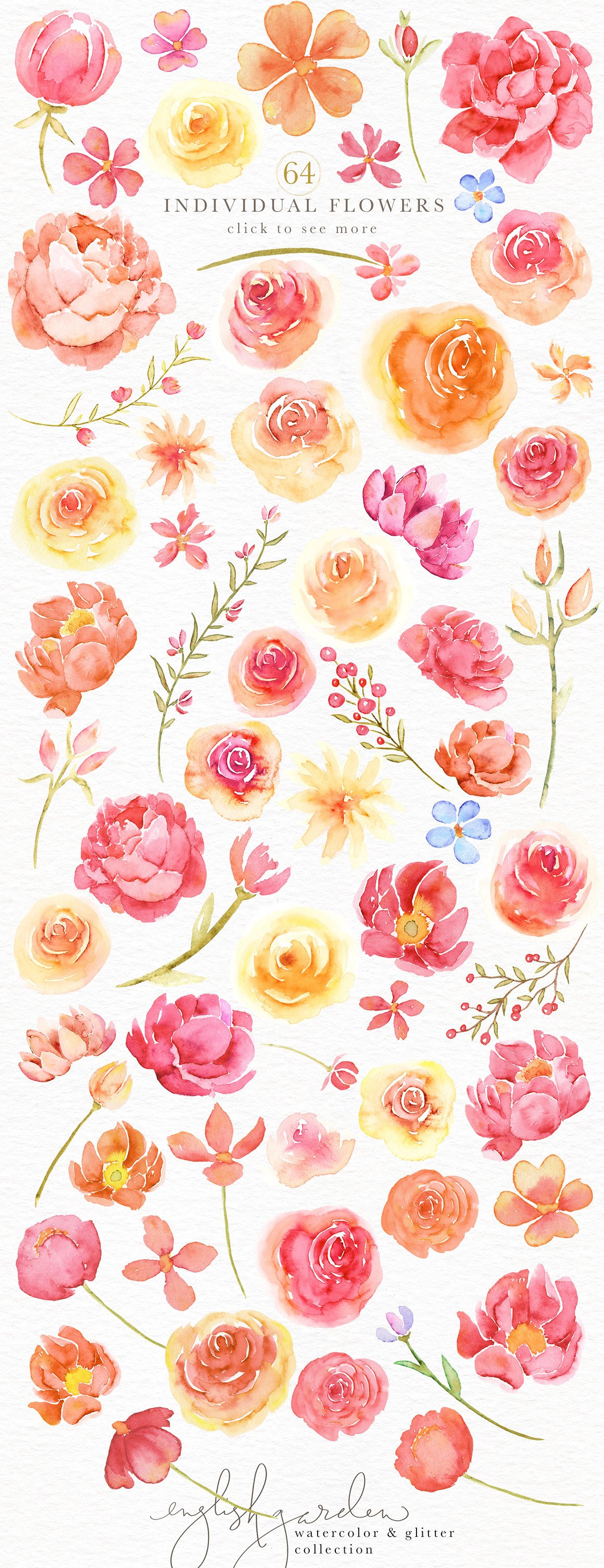English Garden Watercolor Bundle