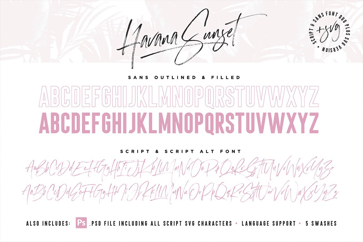 Havana Sunset Font Duo + SVG