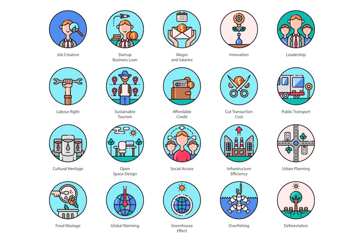 136 Sustainable Development Icons