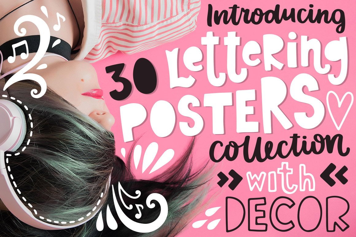 30 Lettering Posters with Clipart