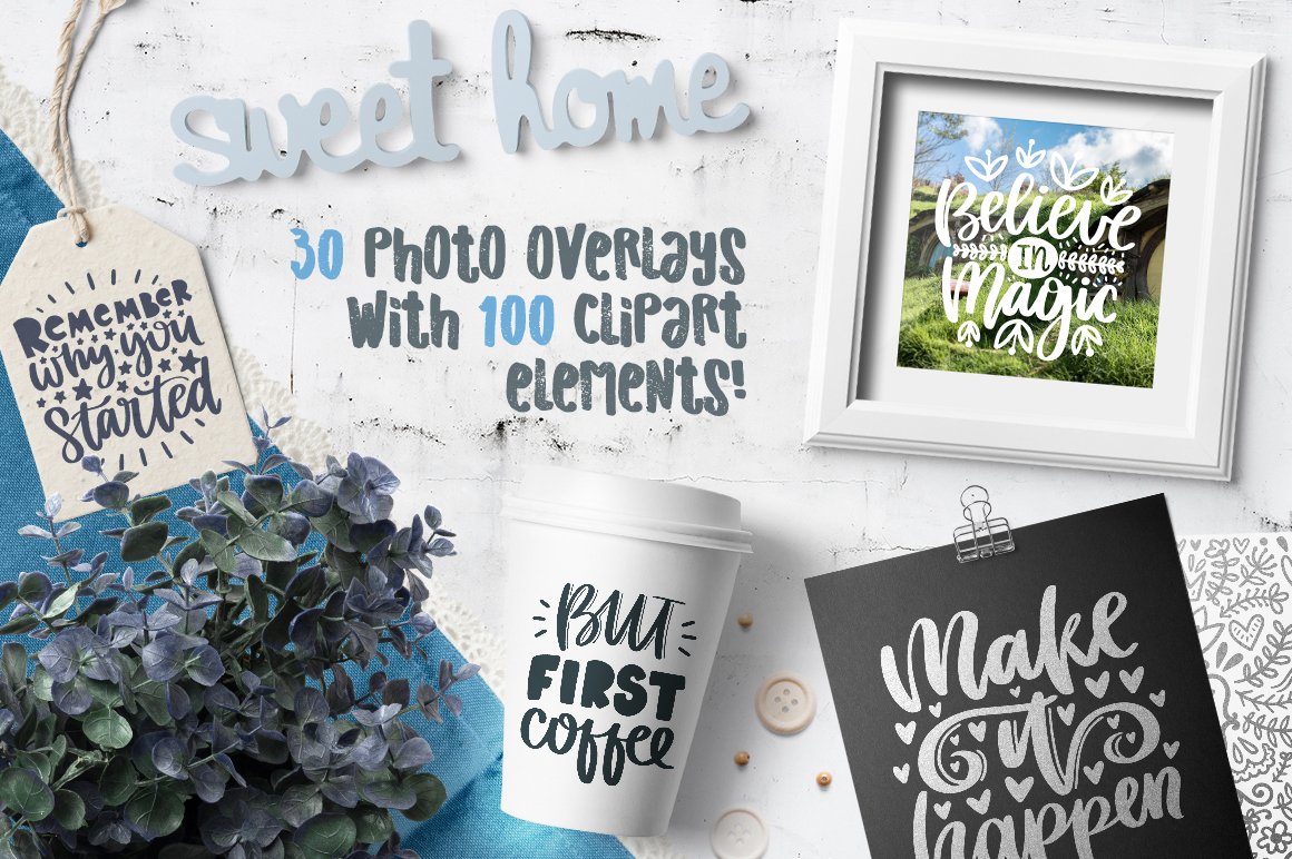 30 Lettering Posters with Clipart