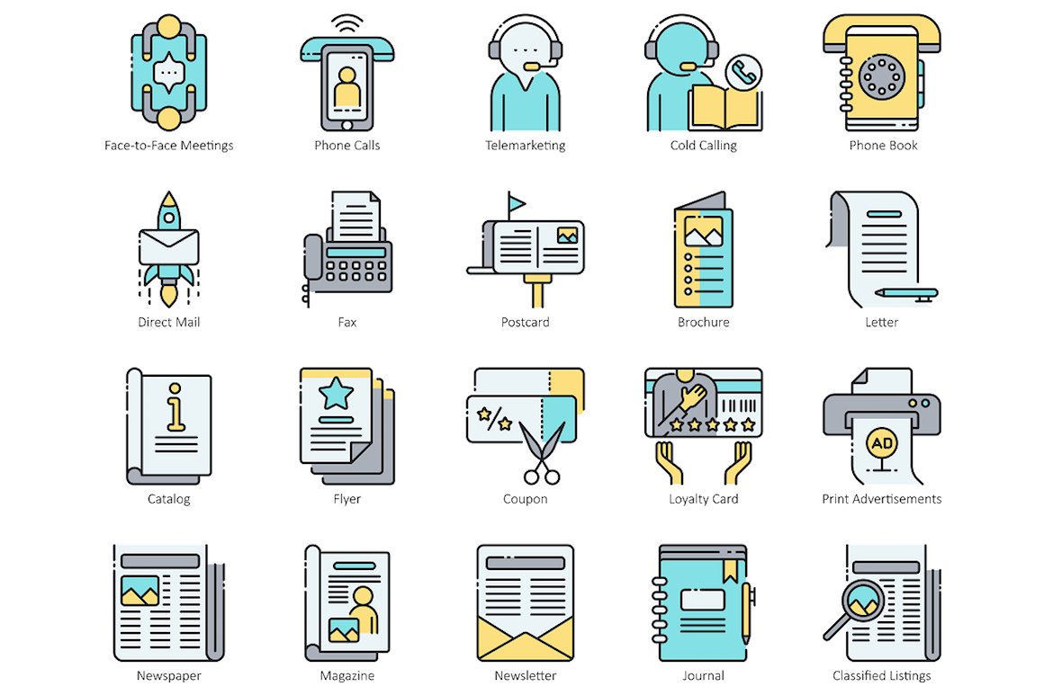 56 Traditional Marketing Icons