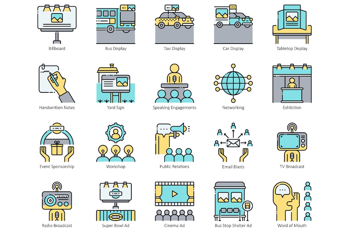 56 Traditional Marketing Icons