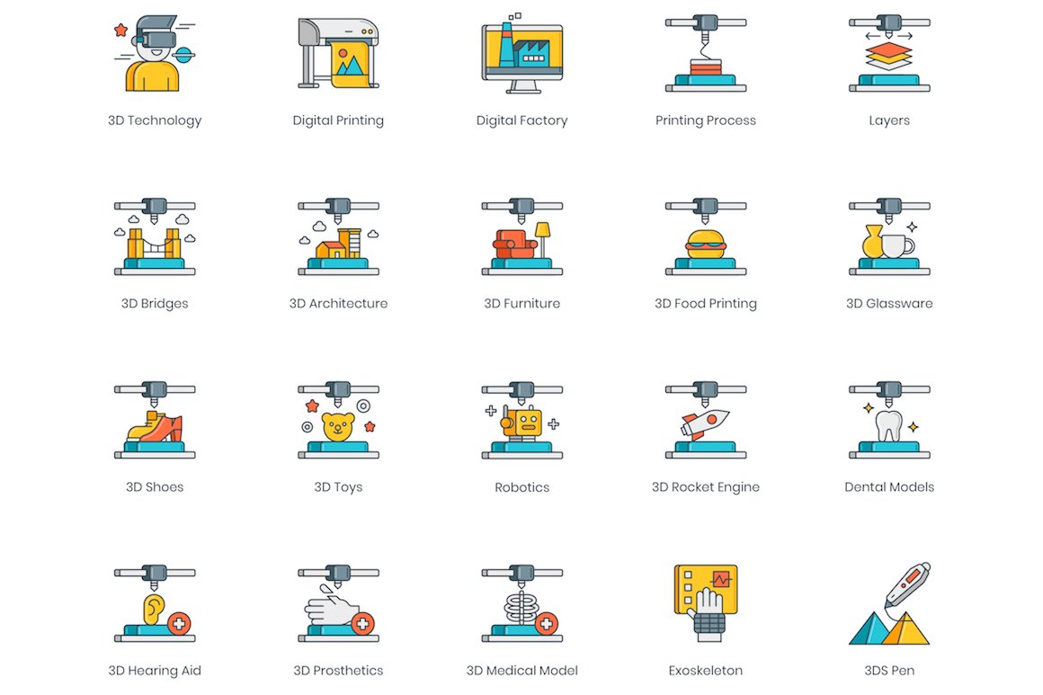 58 3D Printing Icons