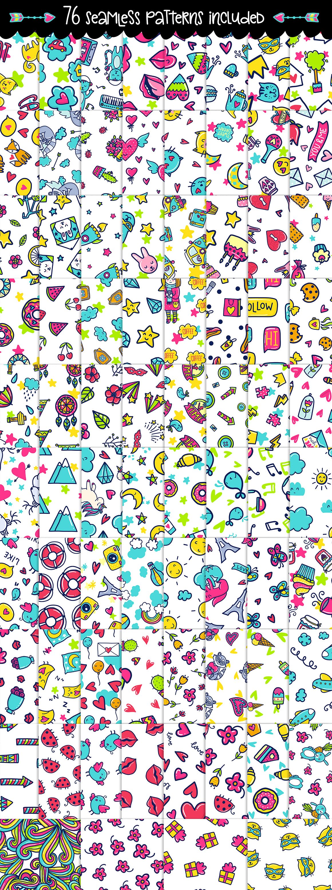 700 Doodles & Patterns - Clipart Set