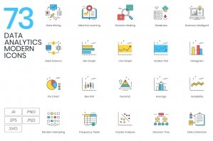 73 Data Analytics Modern Icons
