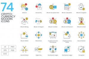 74 Cryptocurrency Modern Icons