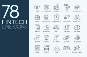 78 Fintech Line Icons