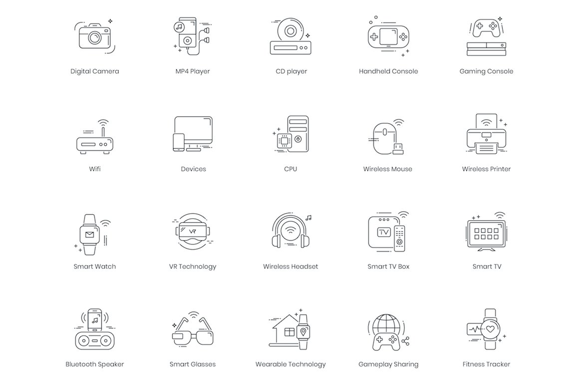 88 Smart Technology Line Icons