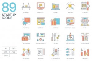 89 Startup Color Line Icons