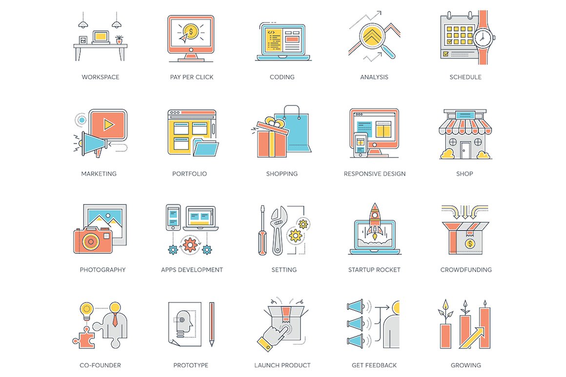 89 Startup Color Line Icons