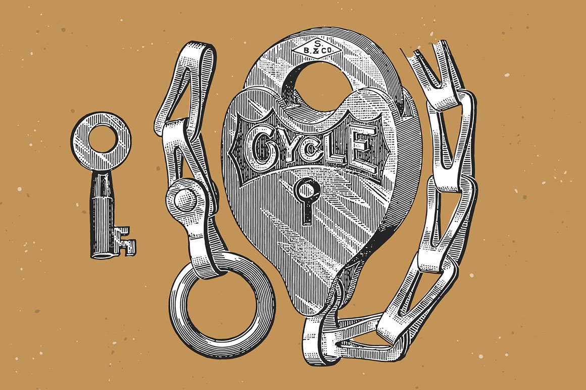 Bicycles - Vintage Engraving Illustration Set