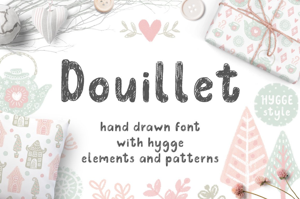Douillet Font with Hygge Clipart