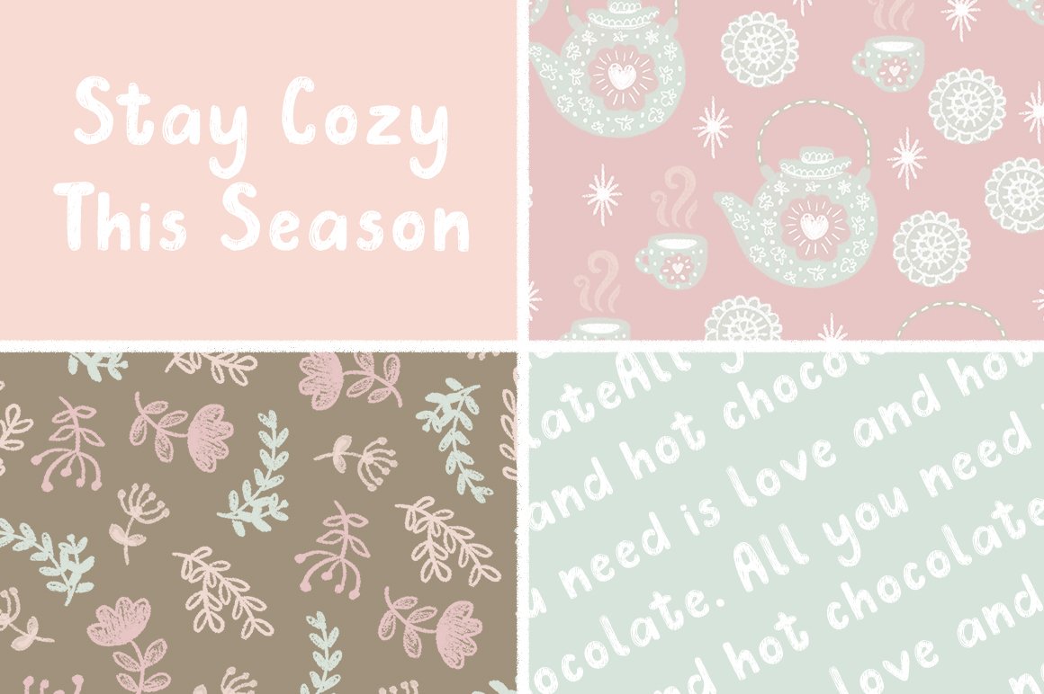 Douillet Font with Hygge Clipart