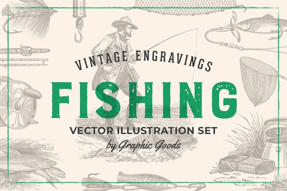 Vintage Fishing Tools Collection Vector Download