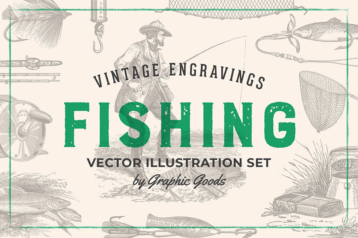 Fishing - Vintage Illustration Set