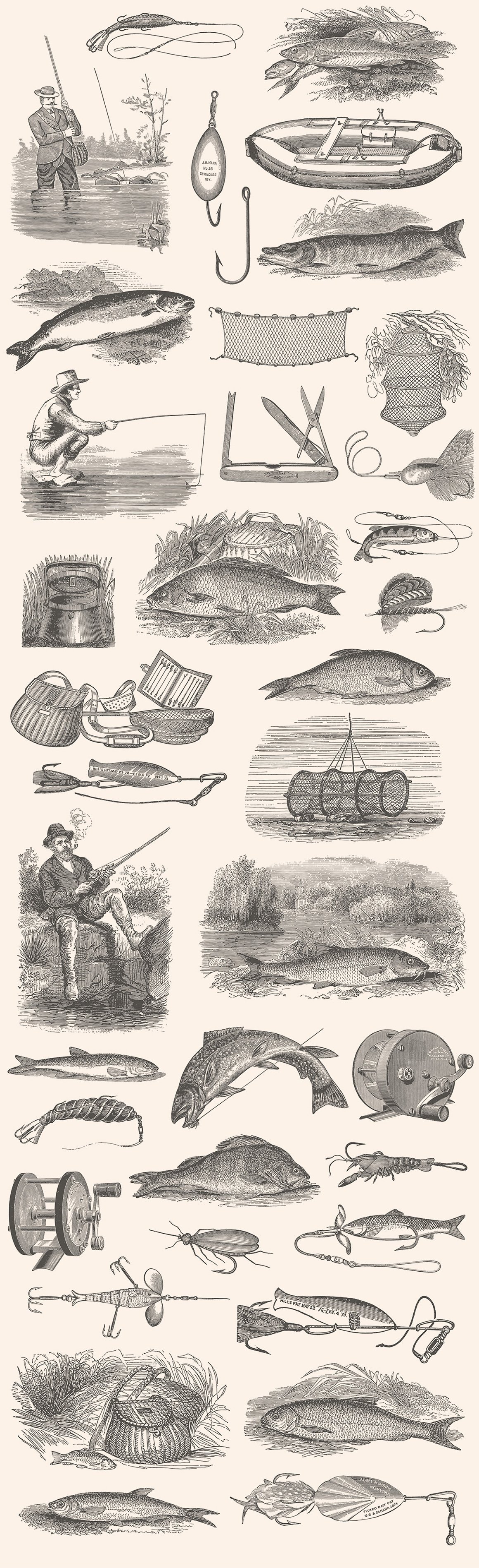Fishing - Vintage Illustration Set