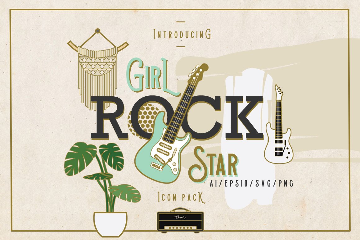 Girl Rock Star Icon Pack