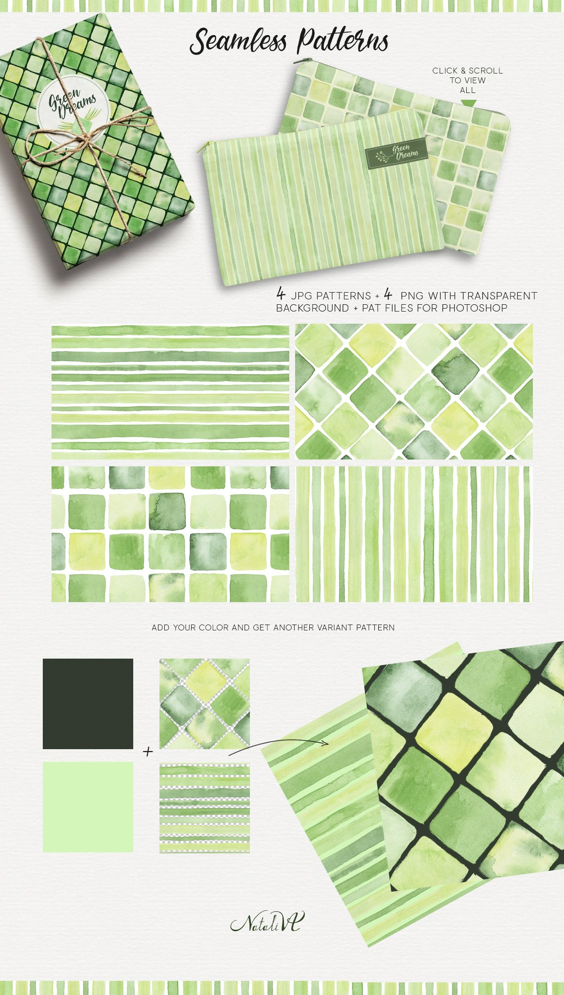 Green Dreams Watercolor Design Kit