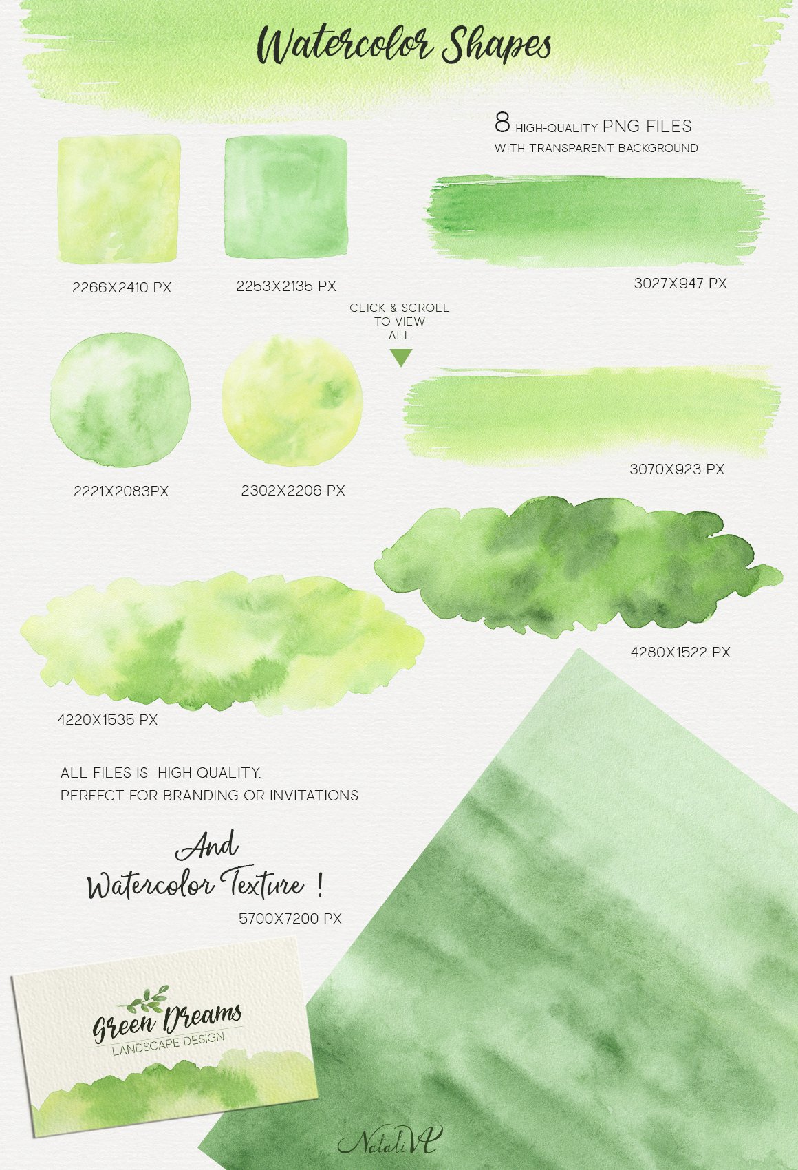 Green Dreams Watercolor Design Kit