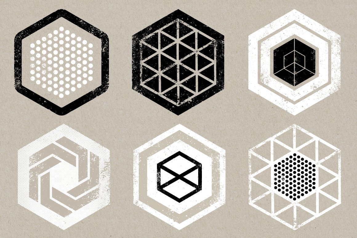 Hexagon Textures - 12 Vectors