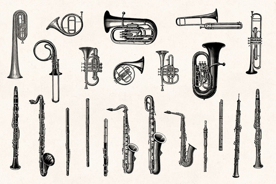 Musical Instruments - Engraving Illustration Set