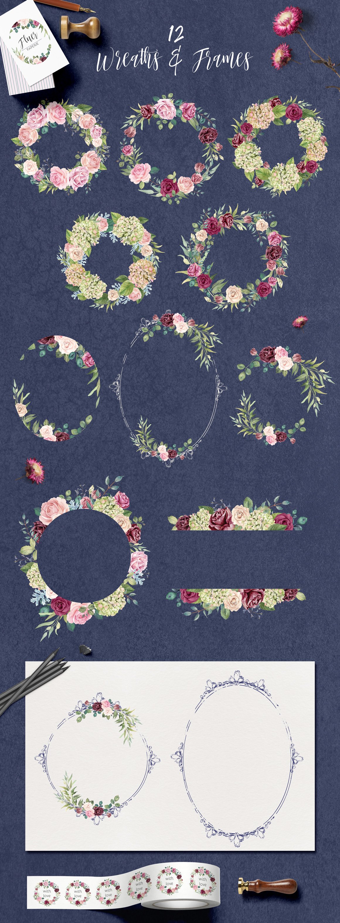 Rose Garden - Detailed Flower Clipart Set