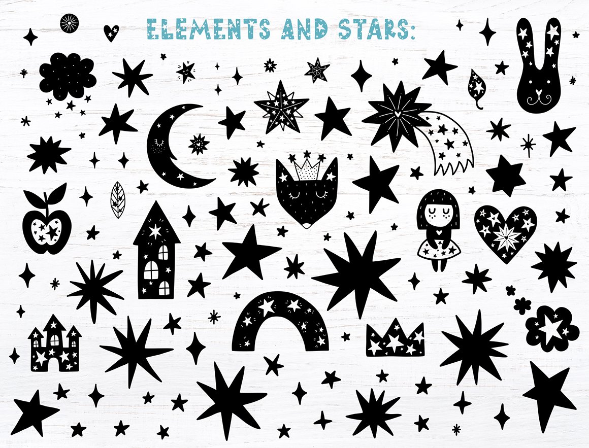 Starry Typeface - Font with Clipart
