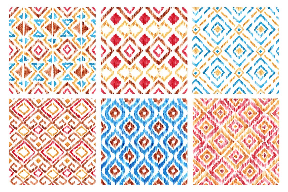 Watercolor IKAT Patterns