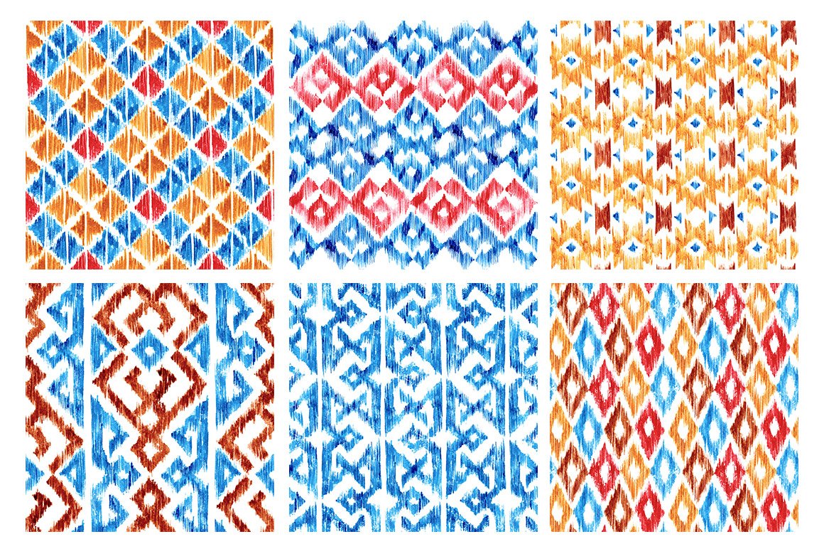 Watercolor IKAT Patterns