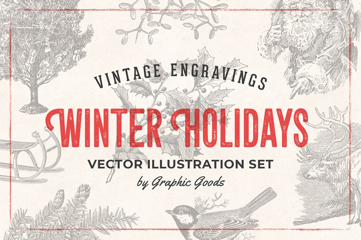 Winter Holidays - Vintage Engraving Illustrations