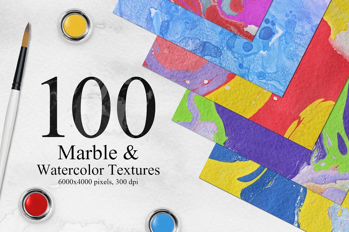 100 Bright Marble and Watercolor Backgrounds
