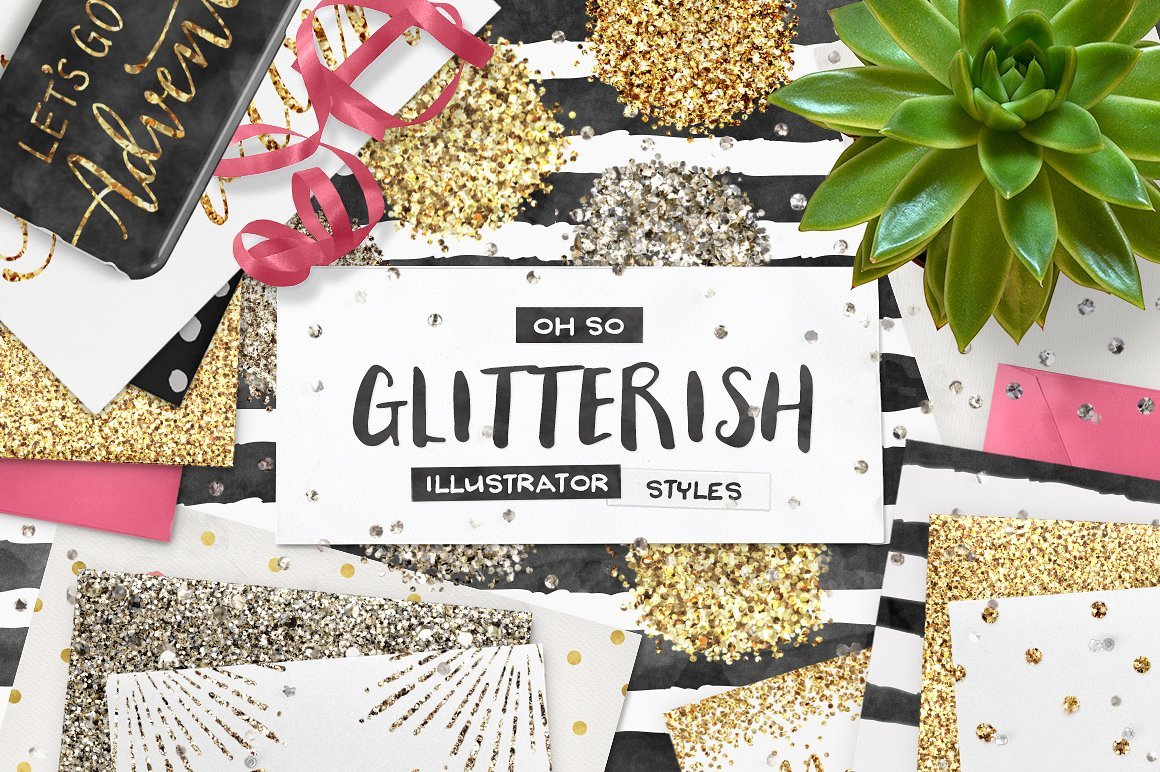 100 Glitter Illustrator Swatches + Extras