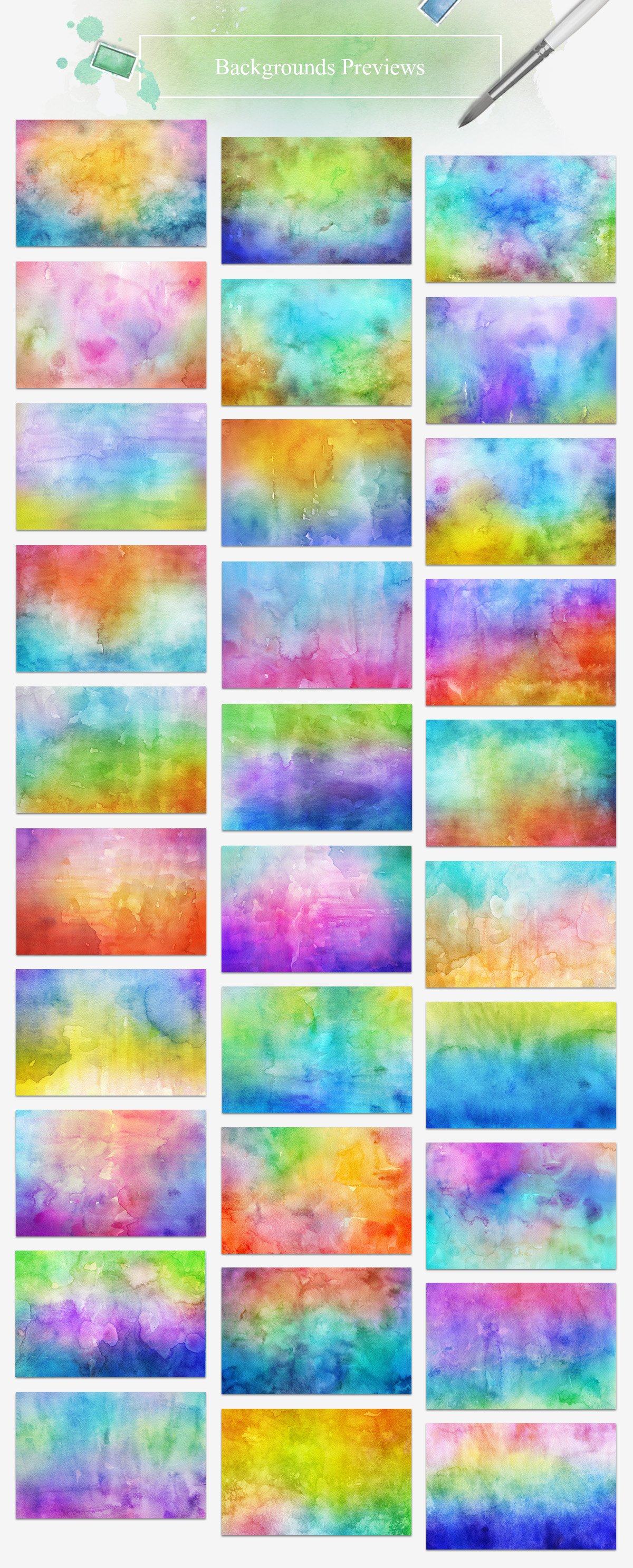 30 Spring Watercolor Backgrounds