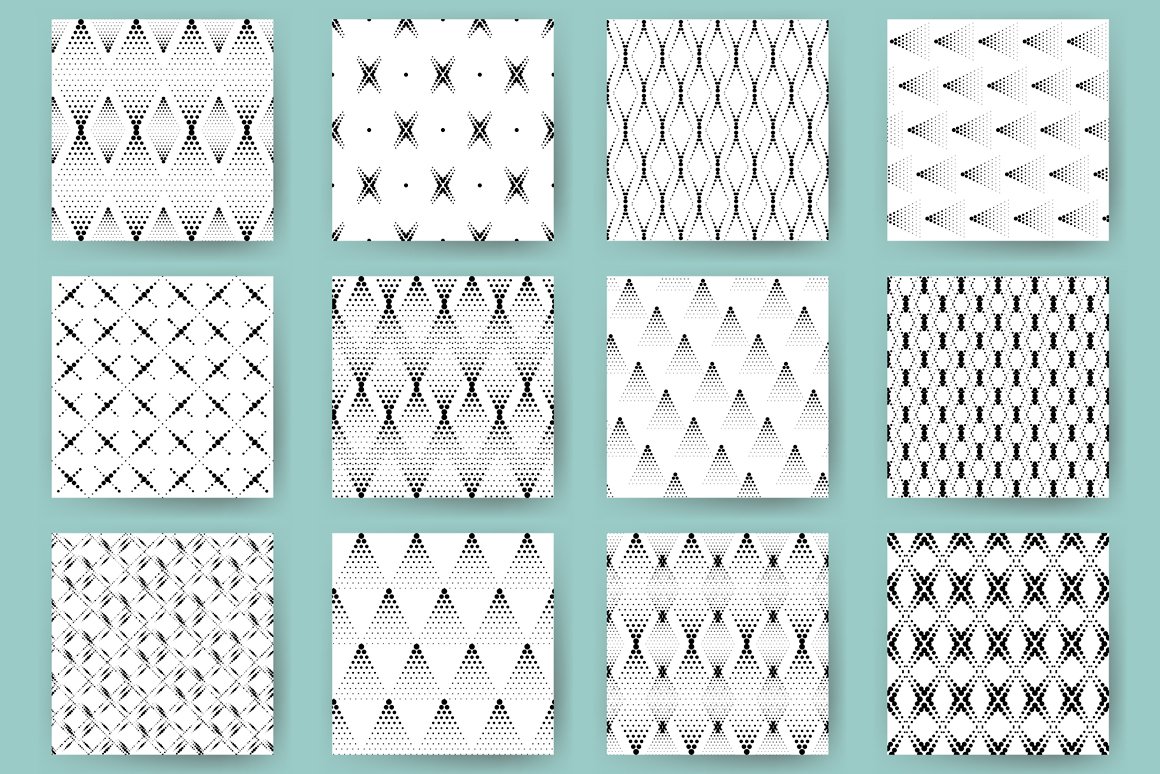 36 Black and White Abstract Seamless Patterns