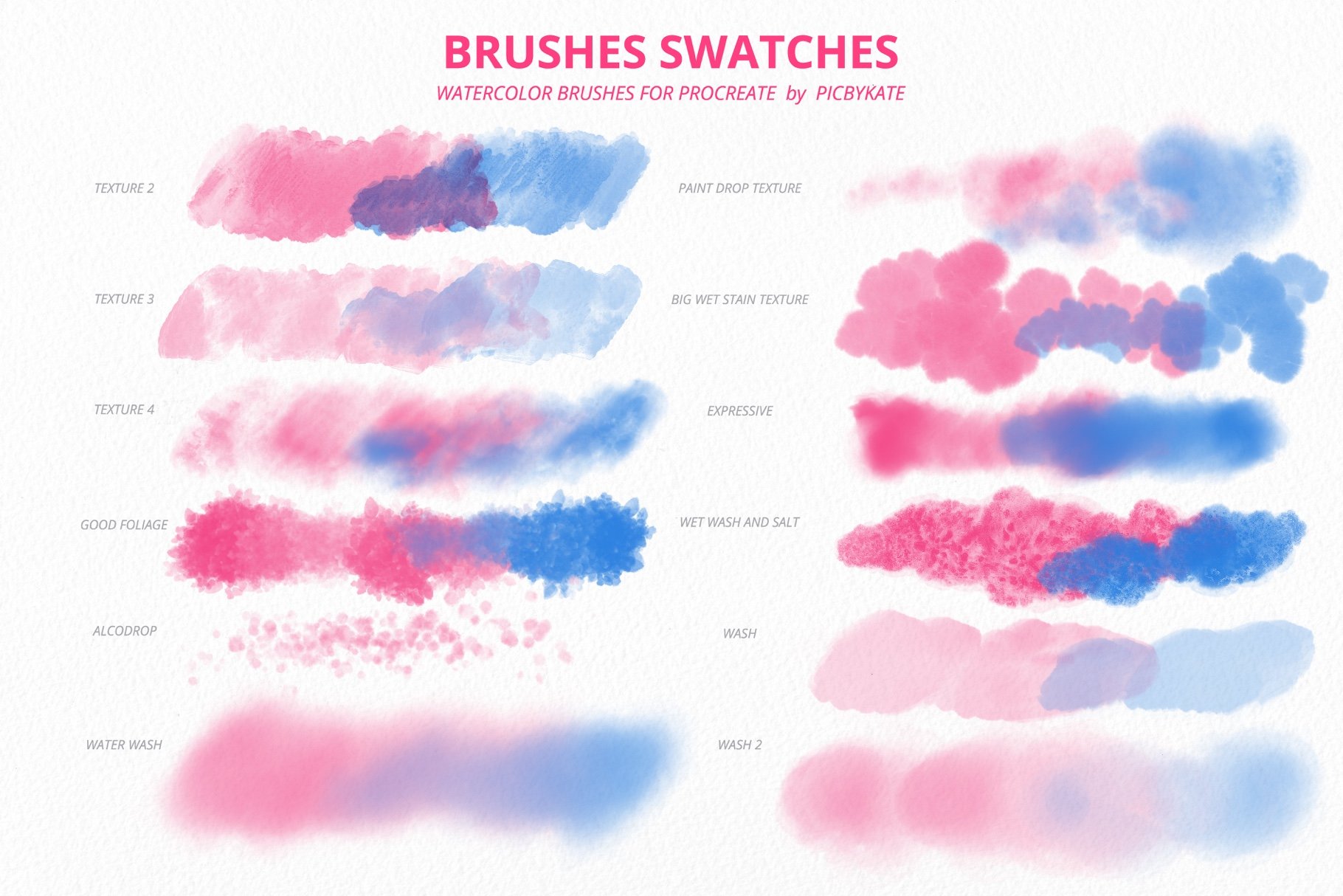 50 Procreate Watercolor Brushes