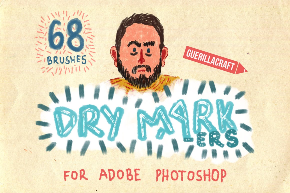 68 Dry Markers Photoshop Brushes