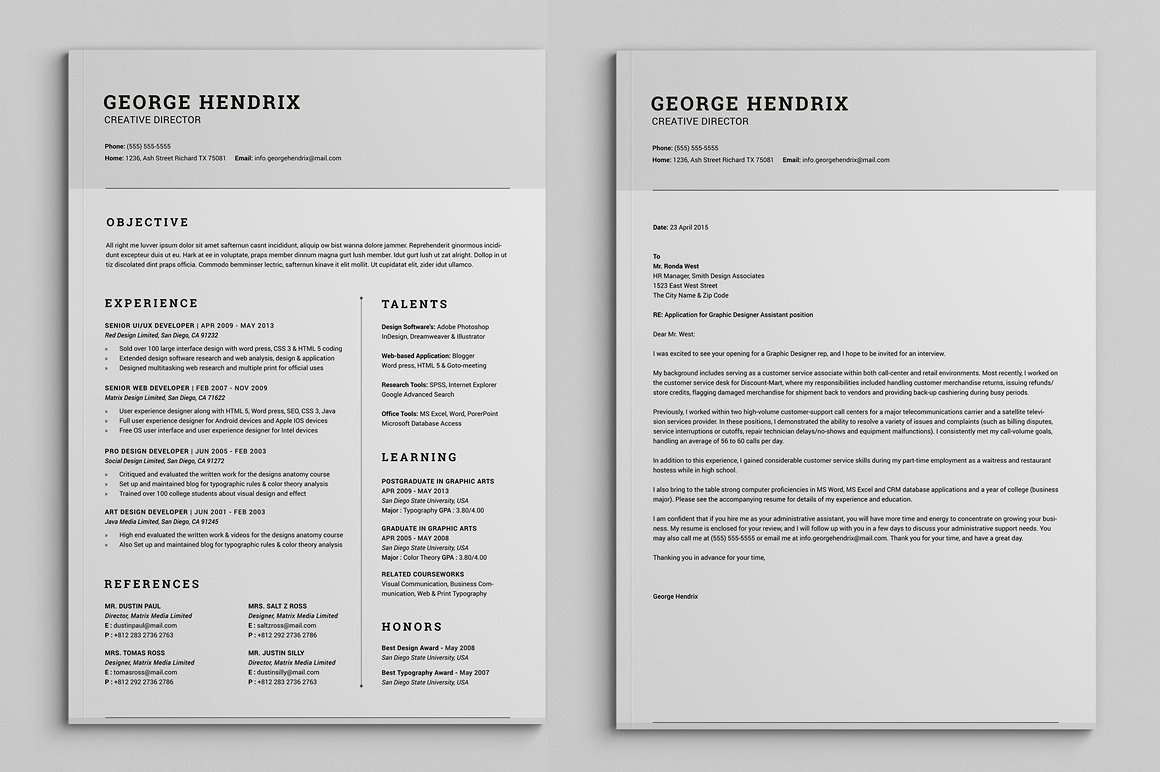All in One Single Page Resume Pack
