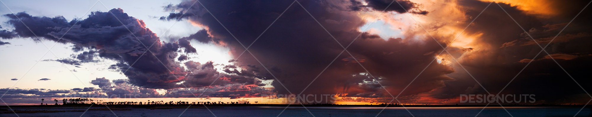 Epic Panoramic Sunset In The Kalahari Desert, Botswana