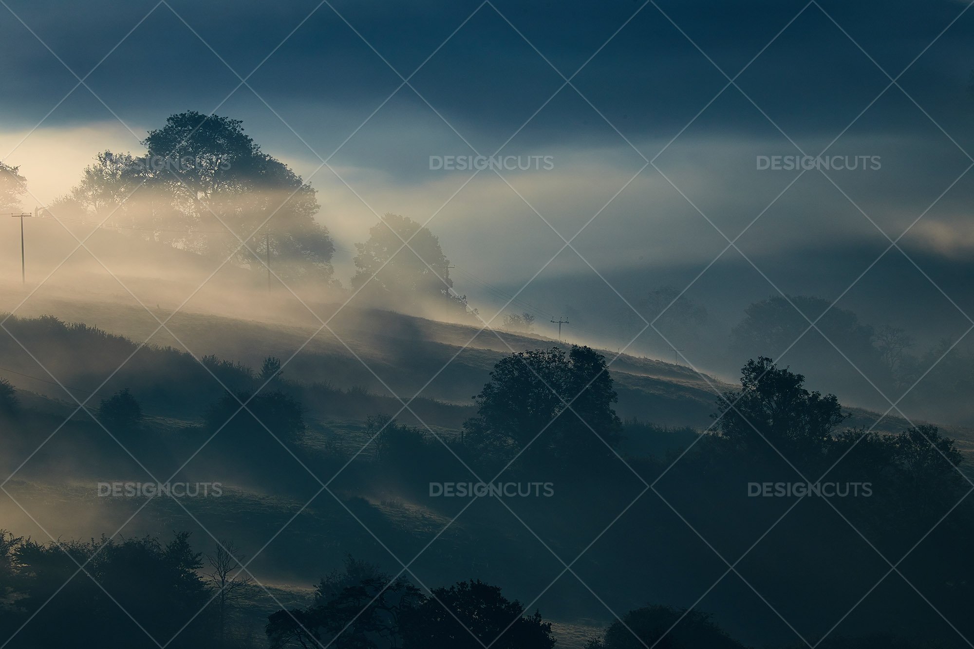 Misty British Country Hillsides At Dawn 19