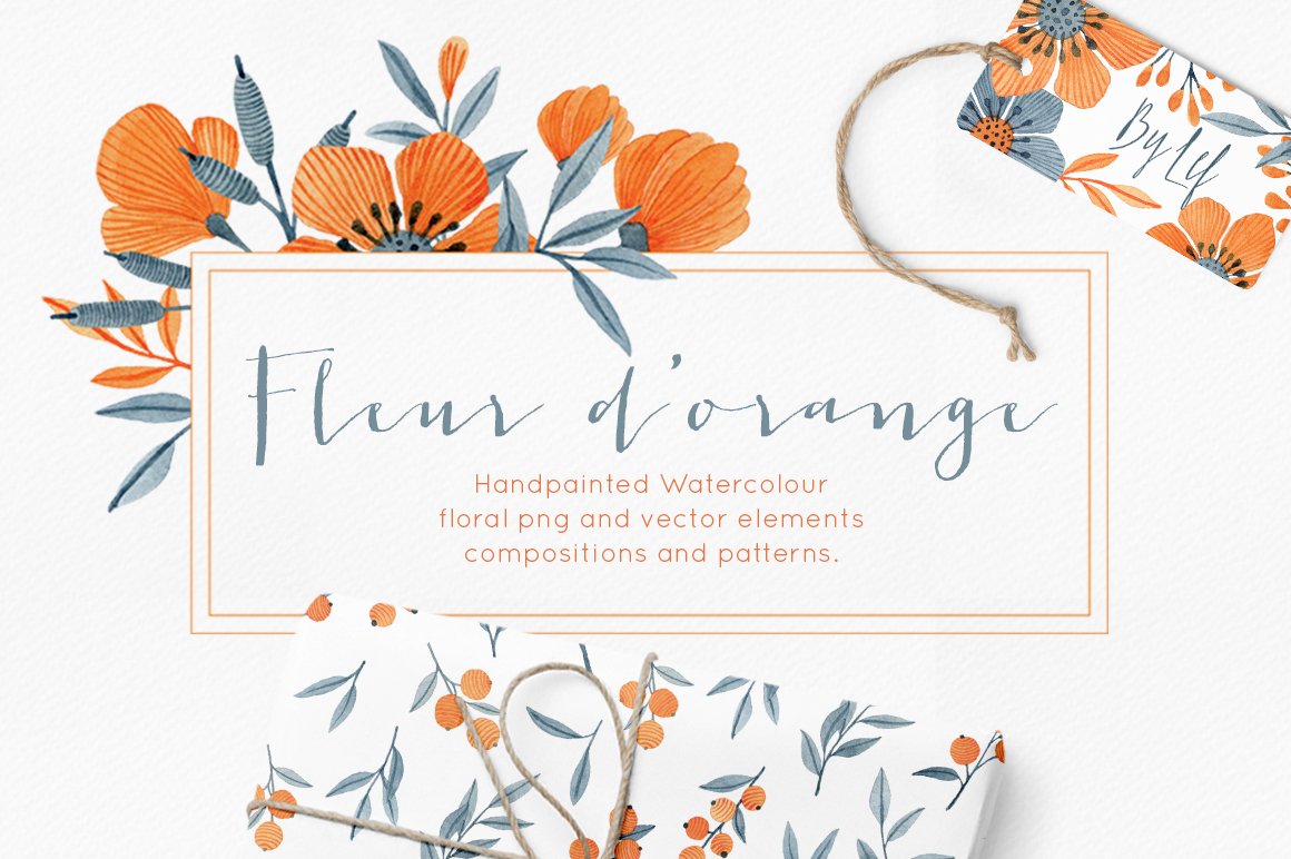 Floral Watercolor Graphics Bundle - Fleur d'Orange