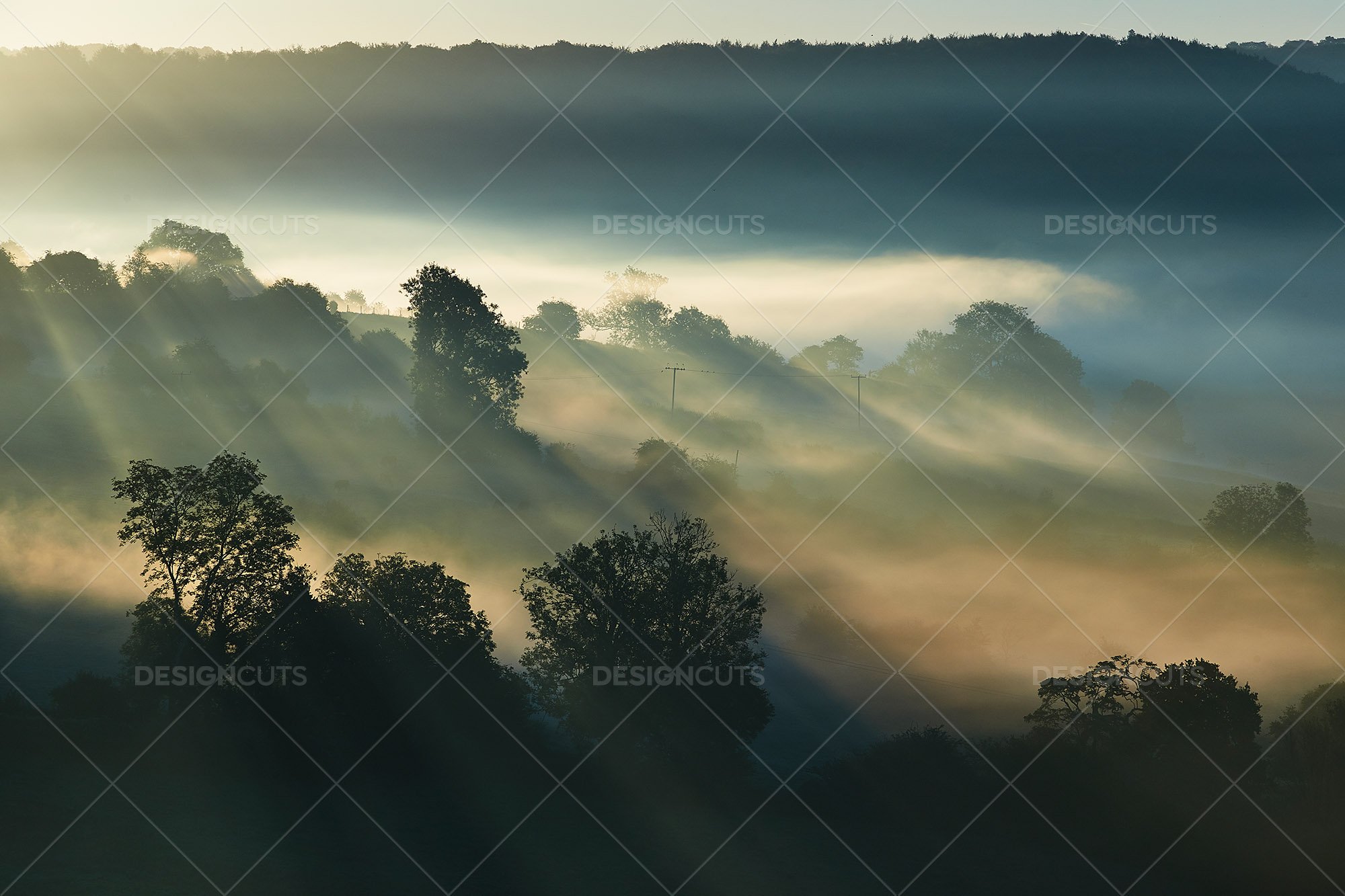 Misty British Country Hillsides At Dawn 11