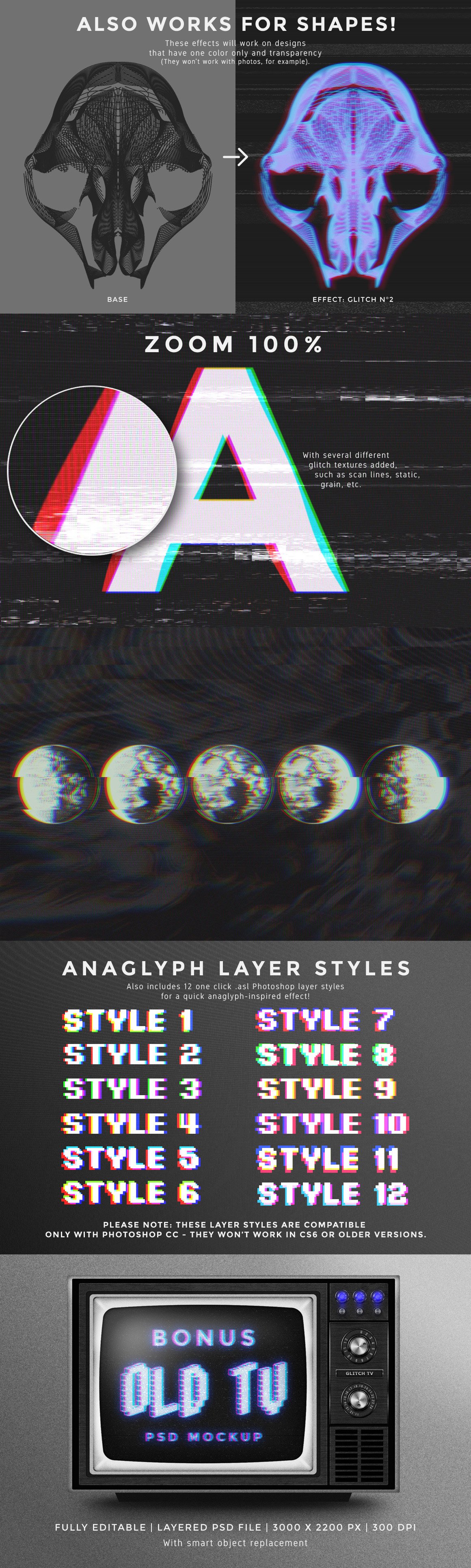 Glitch Text Effect, Layer Styles Including: logo & business